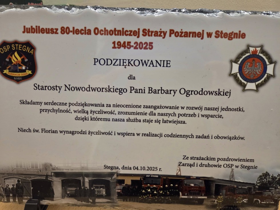 80. lat Ochotniczej Straży Pożarnej w Stegnie – jubileusz pełen wdzięczności i uznania.