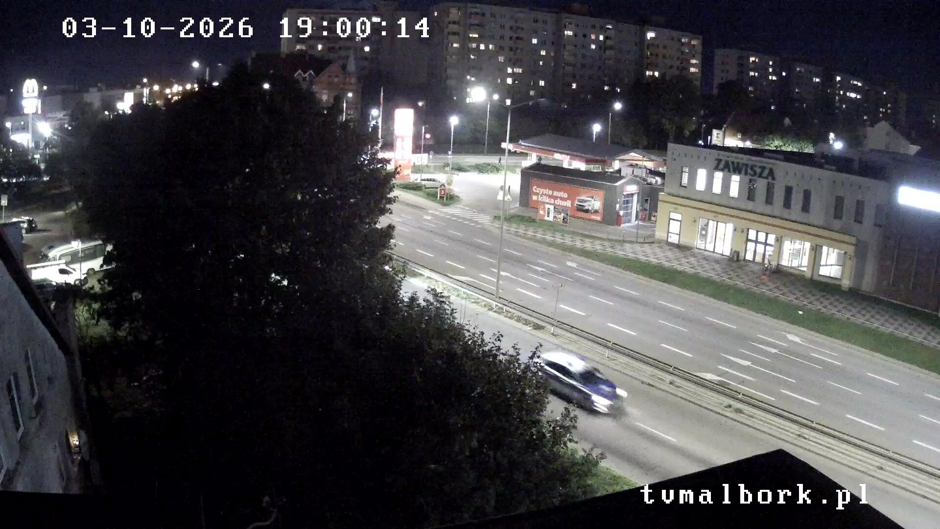 Podgląd: Malbork Al. Rodła / Mickiewicza - widok LIVE HD aktualna pogoda i ruch na DK 22. Kamery w Malborku.