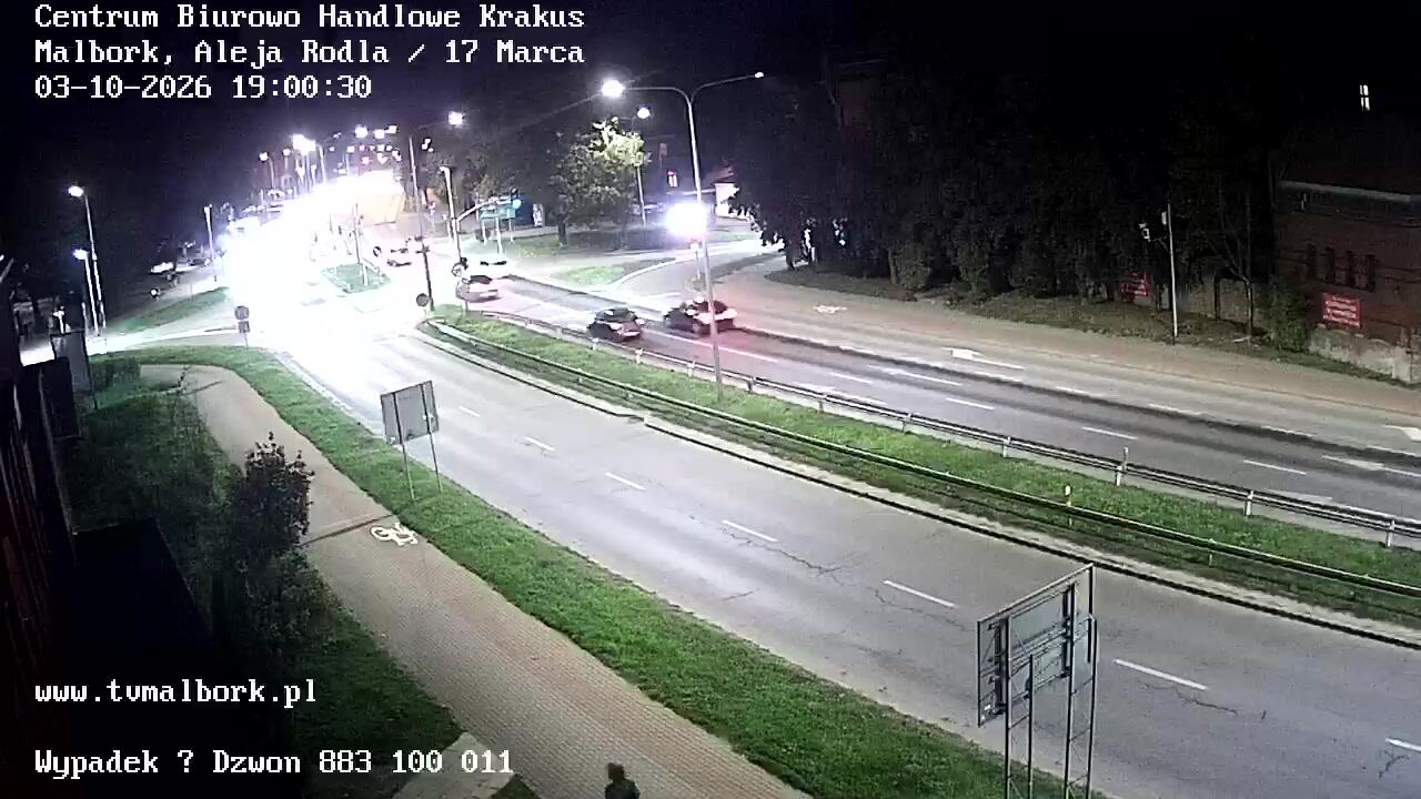 Podgląd: Centrum Biurowo Handlowe Krakus - Malbork, Aleja Rodła / 17 Marca. Kamera na żywo. DK 22 #RedLight #malbork #dk22