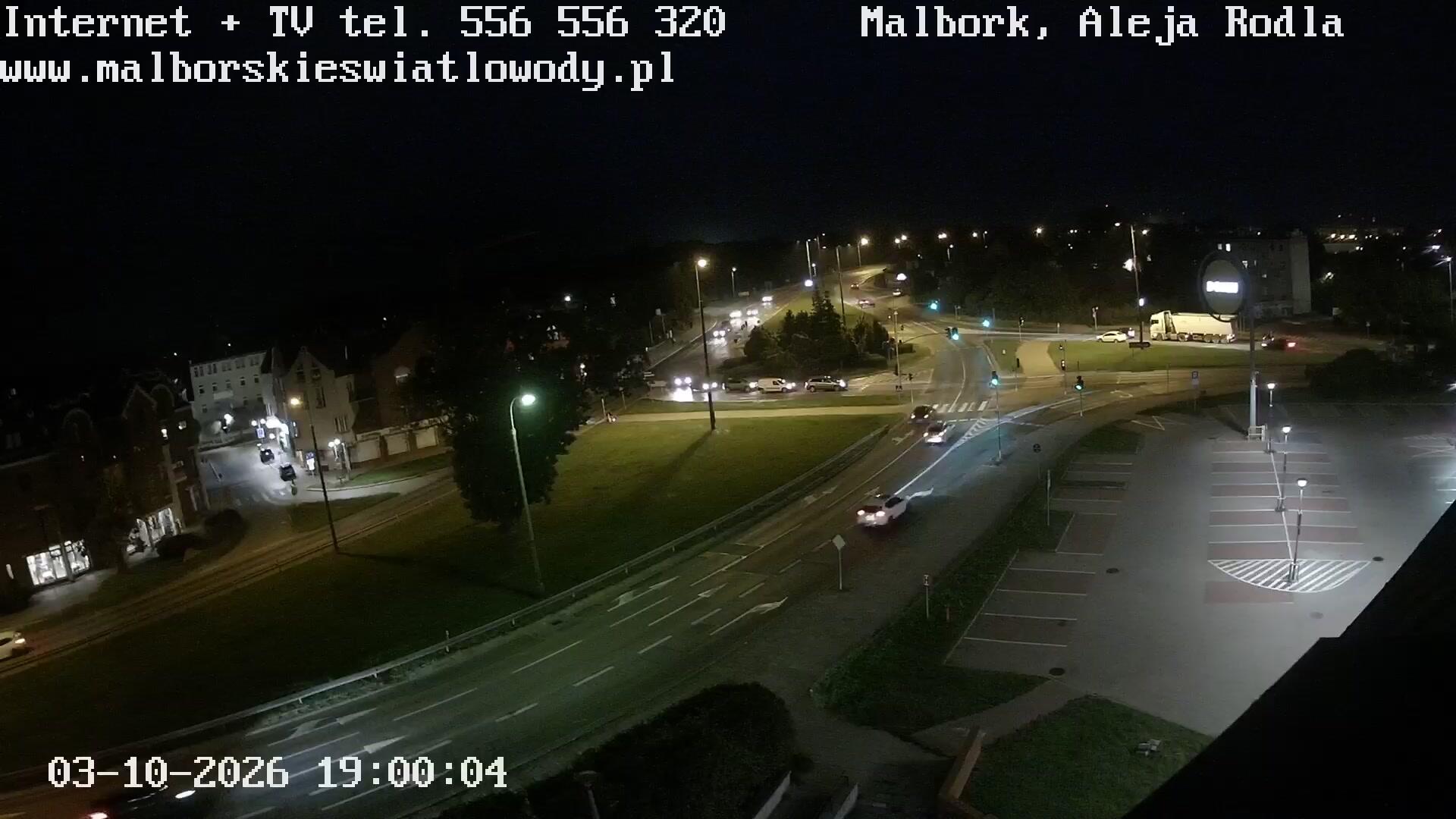 Podgląd: Rondo Lotników Polskich - Aleja Rodła - Aleja Wojska Polskiego. Malbork na żywo 24h