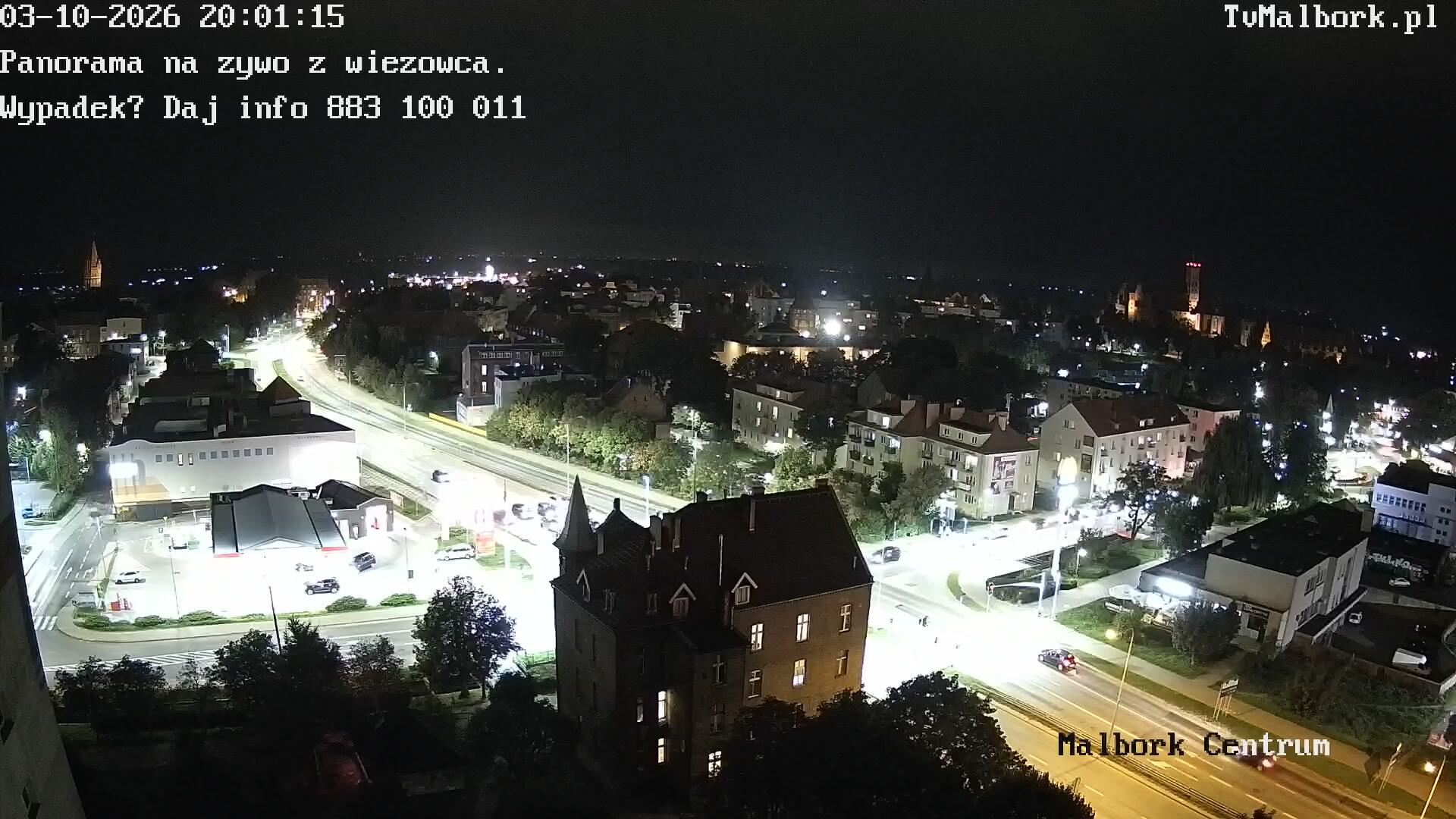Podgląd: Malbork. Panorama na żywo z wieżowca. Kamery on-line 24/7 - TV Malbork